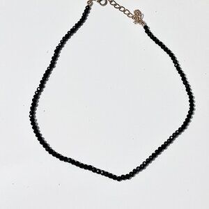 Black Seed Beaded Choker Necklace Delicate Dainty Layer Handmade 13inches